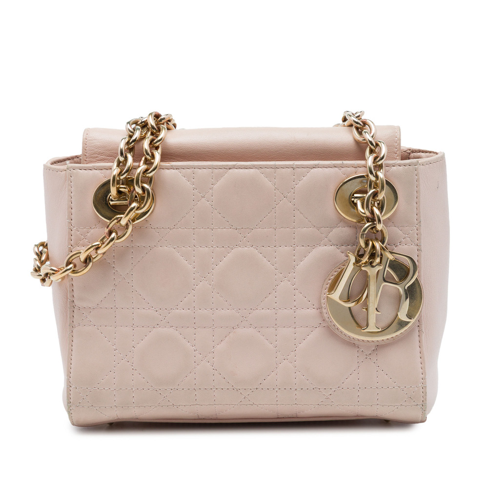 Pre-Loved Dior Lambskin Cannage Lady Dior Double Chain Bag